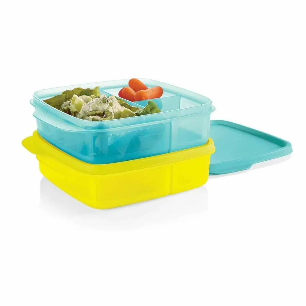 NEW TUPPERWARE lunch it containers storage 2 pc set yellow teal meal prep